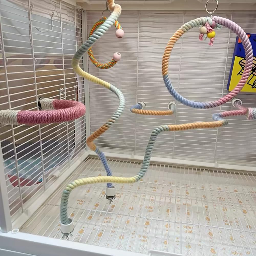 Percha de Cuerda Colorida en Gradiente para Jaulas de Aves - Accesorio de Escalada y Entretenimiento para Canarios, Cacatúas y Glideres de Azúcar — imagen 2