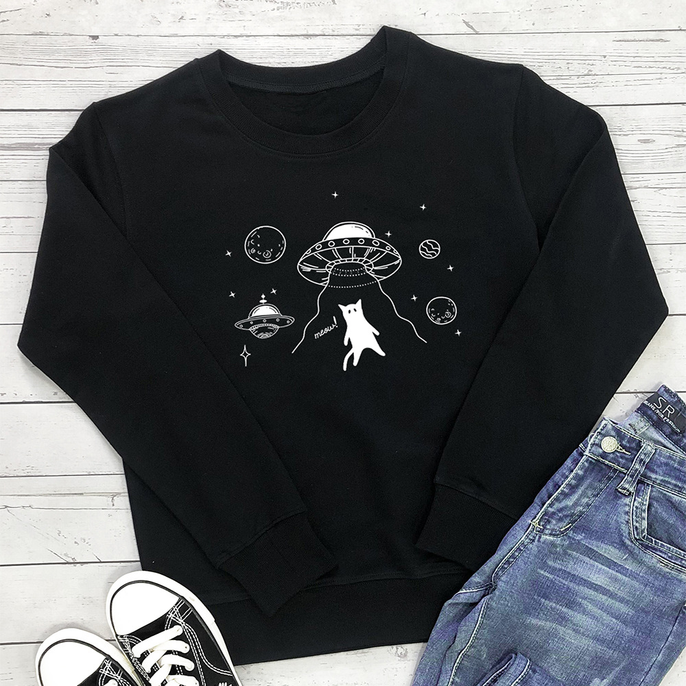 UFO alien spaceship cat print hoodie — image 4