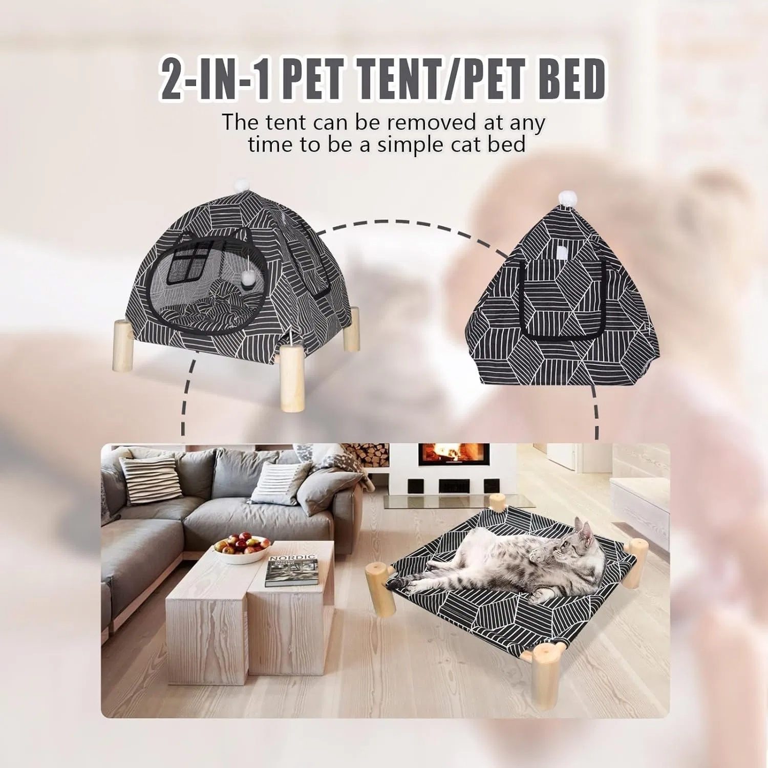Tenda Portátil para Gatos - Colchón de Interior Fácil de Enrollar para Gatos y Pequeños Perros, Almohada Limpiable, Escondite Cómodo para Kitten y Adultos — imagen 5