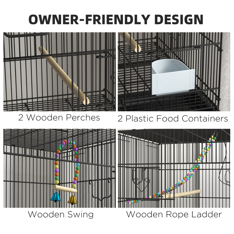 Double Stackable Bird Cage On Wheels W Stand, For Canaries — imagen 6
