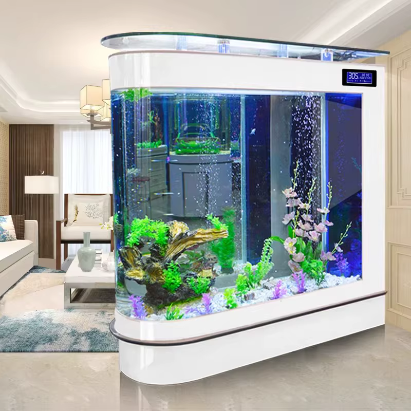 Modern Luxury Bullet Fish Tank Aquarium 600L Oval Shape Eco-Friendly Glass Partition Large Goldfish Tank — image 1