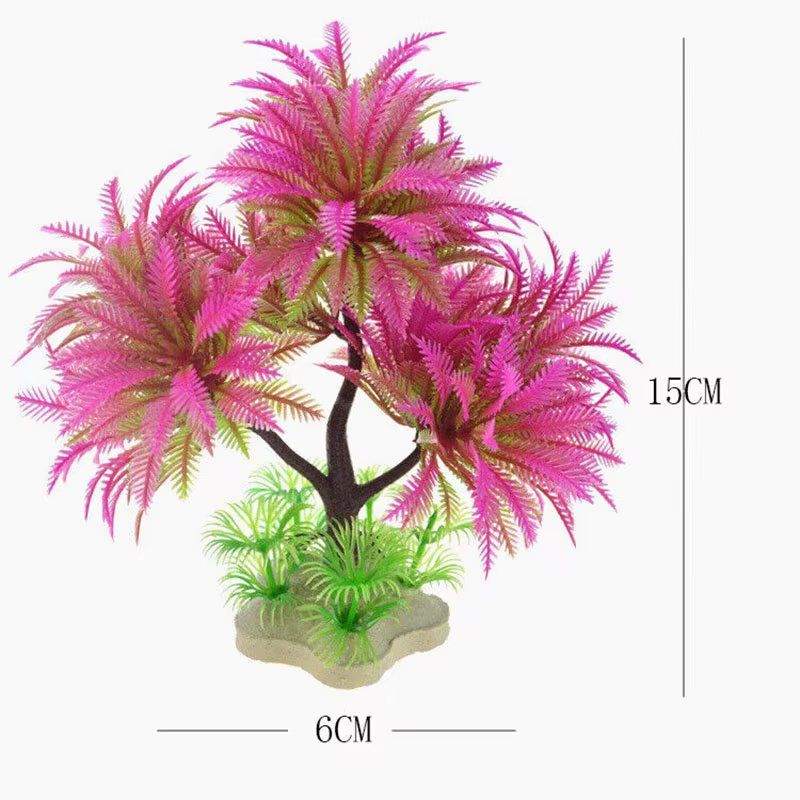 Planta de simulación decorativa para acuario, pasto acuático ornamental, hojas y árboles artificiales para vista subacuática, decoración de pecera — imagen 3