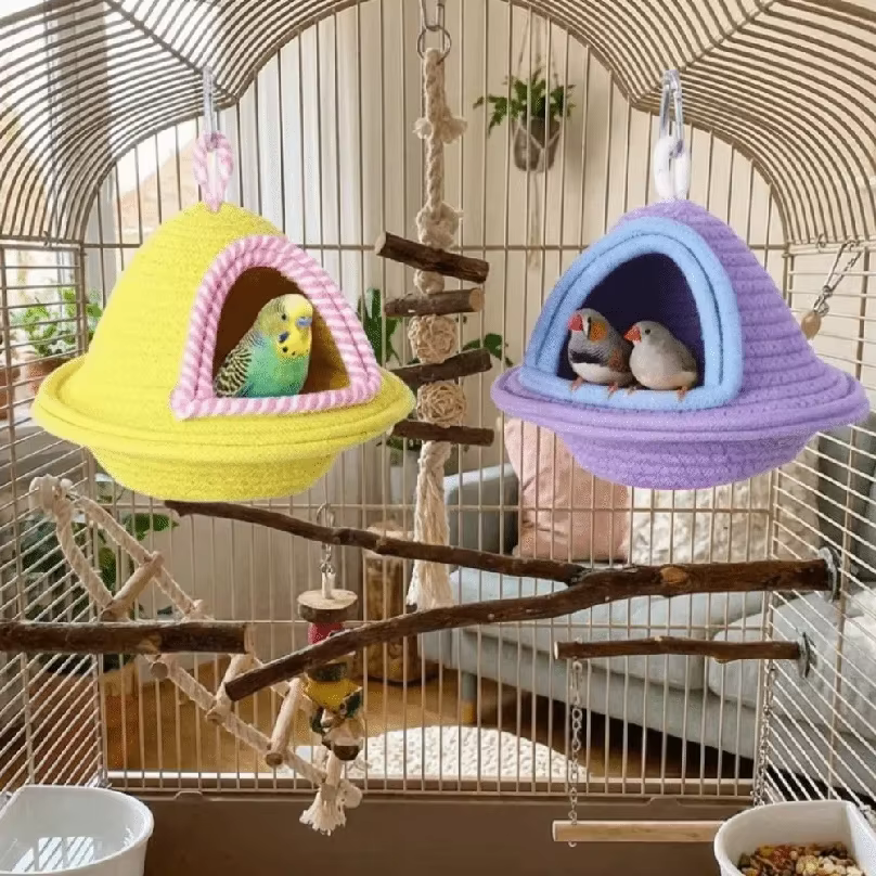 Nido de Aves para Colgar Manual tejido Resistente al Viento Habitación Segura para Pájaros y Perros — imagen 1