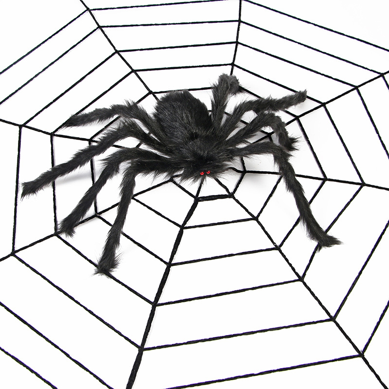 Spider Web Halloween Spider Party Decoration Props Spider Web Secret Room Tricky Simulation Plush Spider — image 3