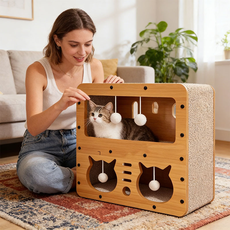 3-in-1 Cat House, Bed & Scratch Post - Multi-Layer Structure Made of Soft, Eco-Friendly Cardboard — image 3