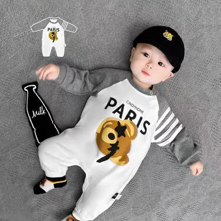 Fall Baby Romper for Boys and Girls, Cute Bear Print Outfit — image 6