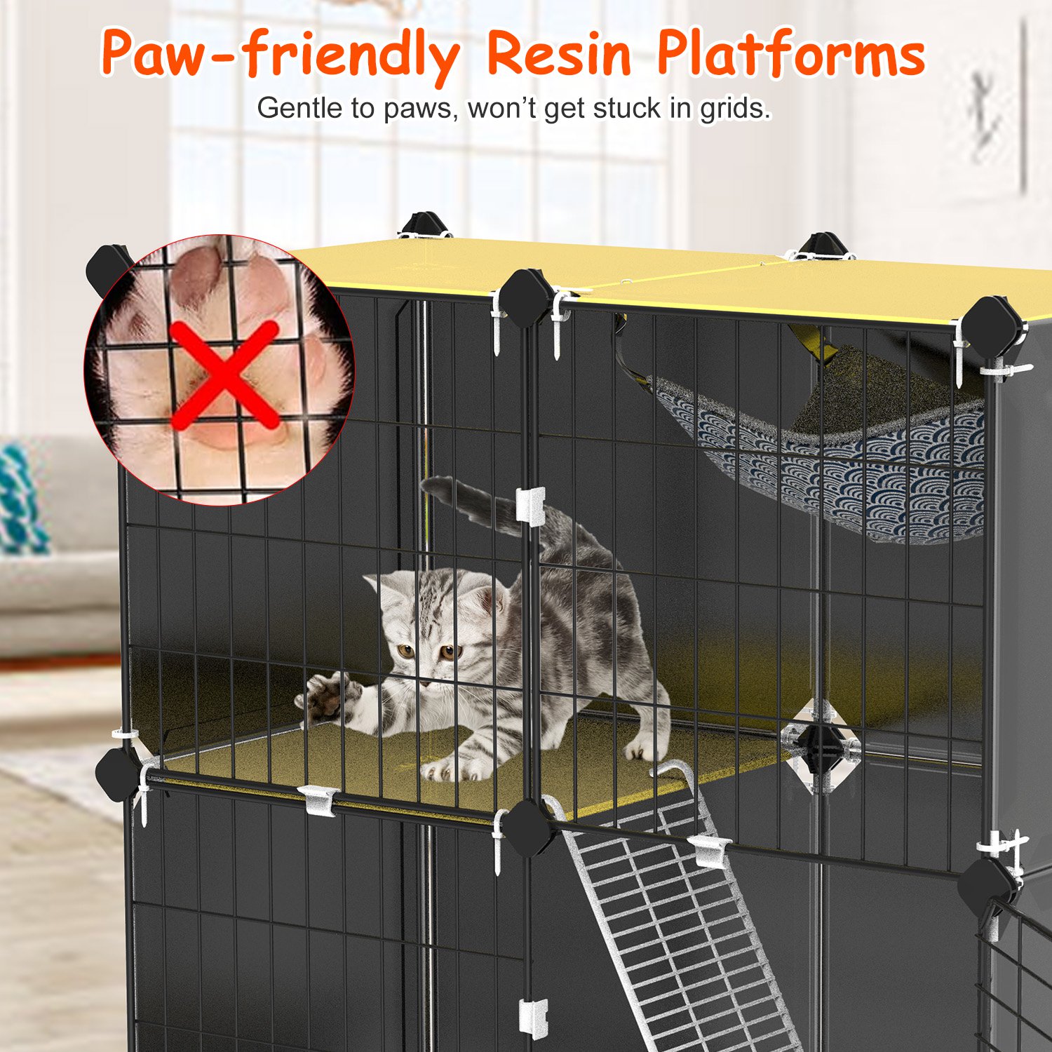 3 Tier Cat Cage Indoor With Litter Box Hammock Detachable Metal Wire Cat Kennel Cat House Cat Enclosure With Ladder For 1-2 Kittens — image 9