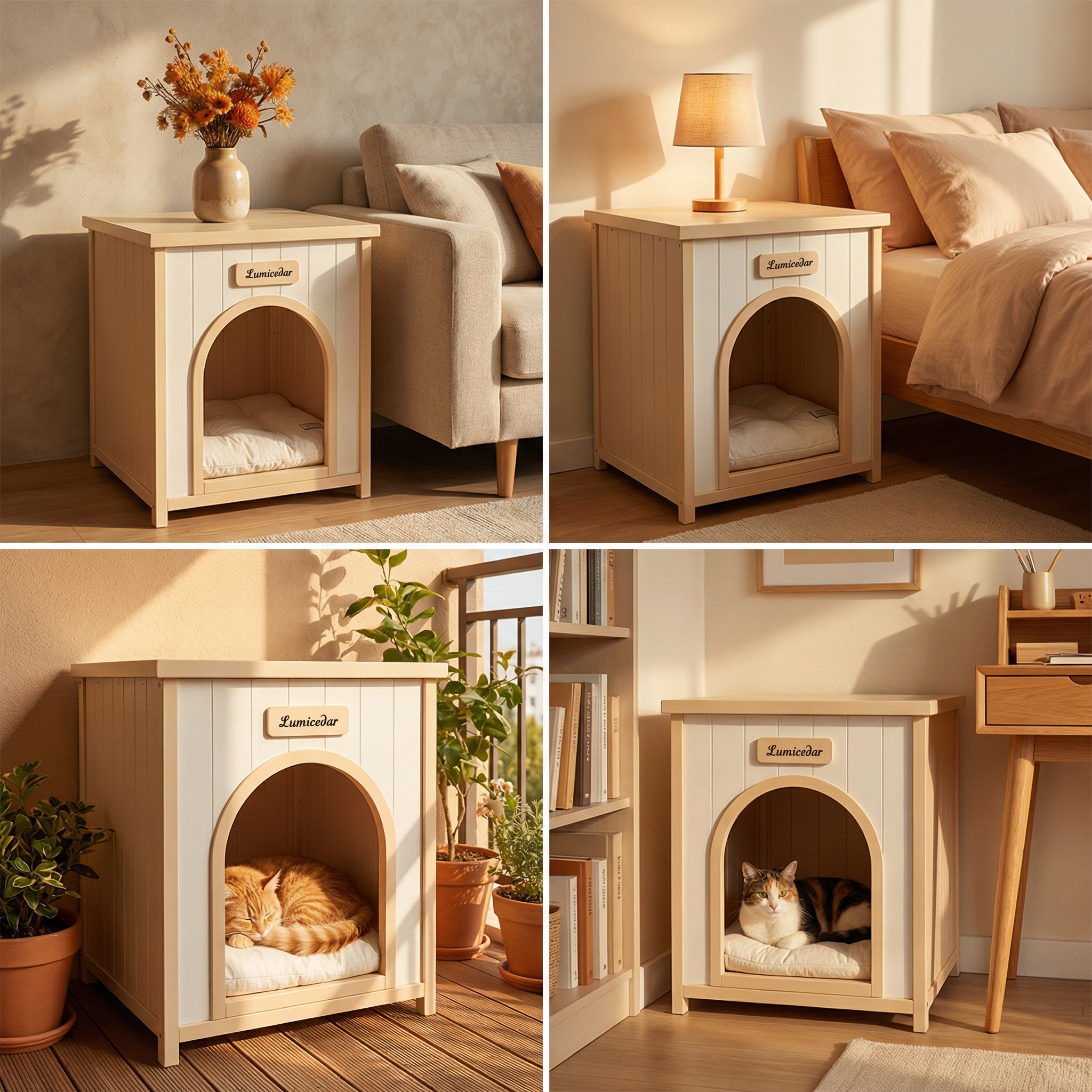 Modern Indoor Wooden Dog House with Removable Cushion – Solid Cedar Pet House for Small Dogs & Cats, Furniture-Grade Scandinavian Design — image 14