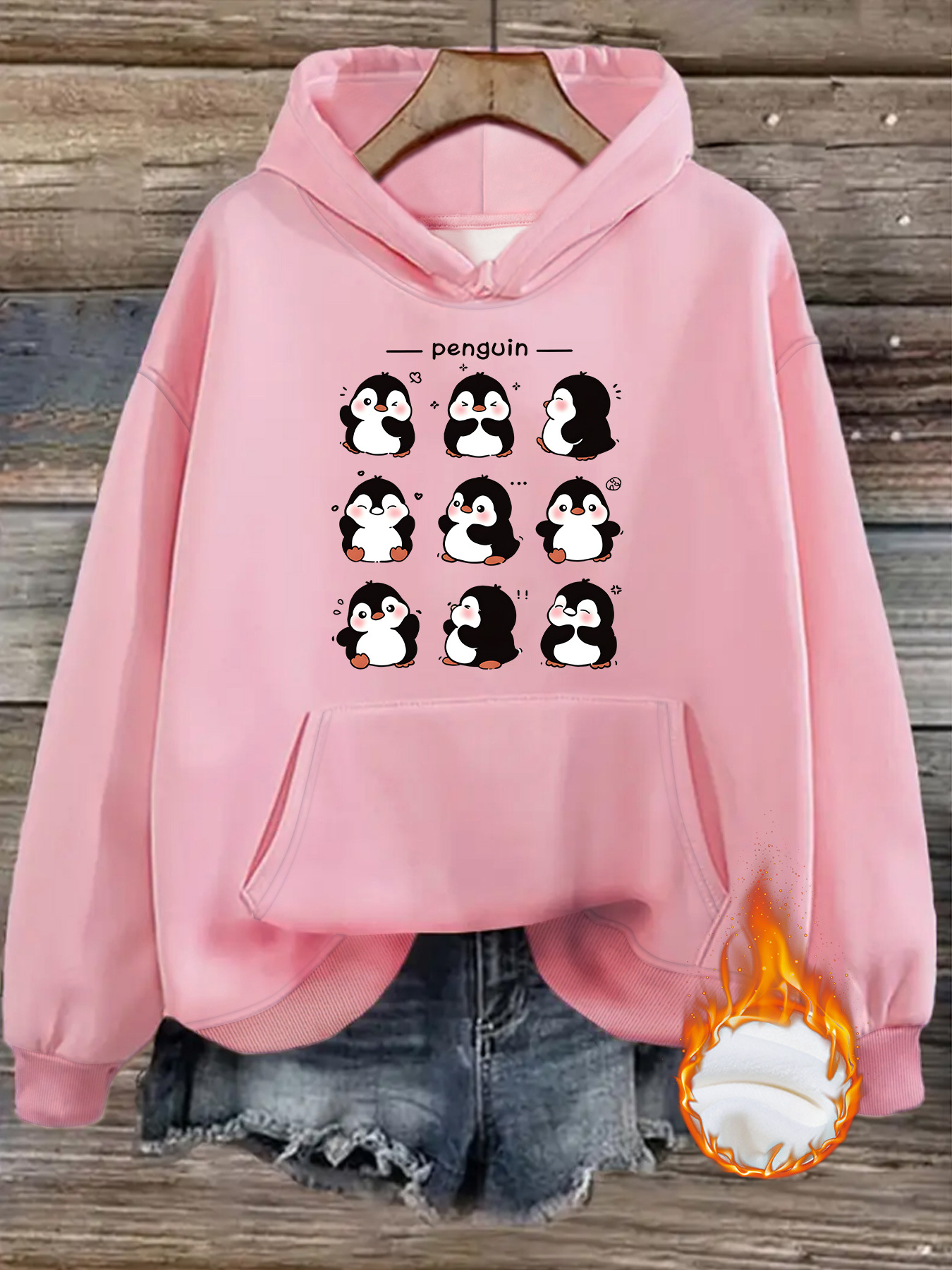 Penguin print hooded sweatshirt — image 8