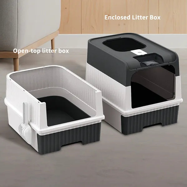 Caja de Arena Mágica Cerrada Total, Acceso Frente y Superior, Cajón Retraible, Control Anti-Espuma de Olor, Grande para Gatos Grandes — imagen 2
