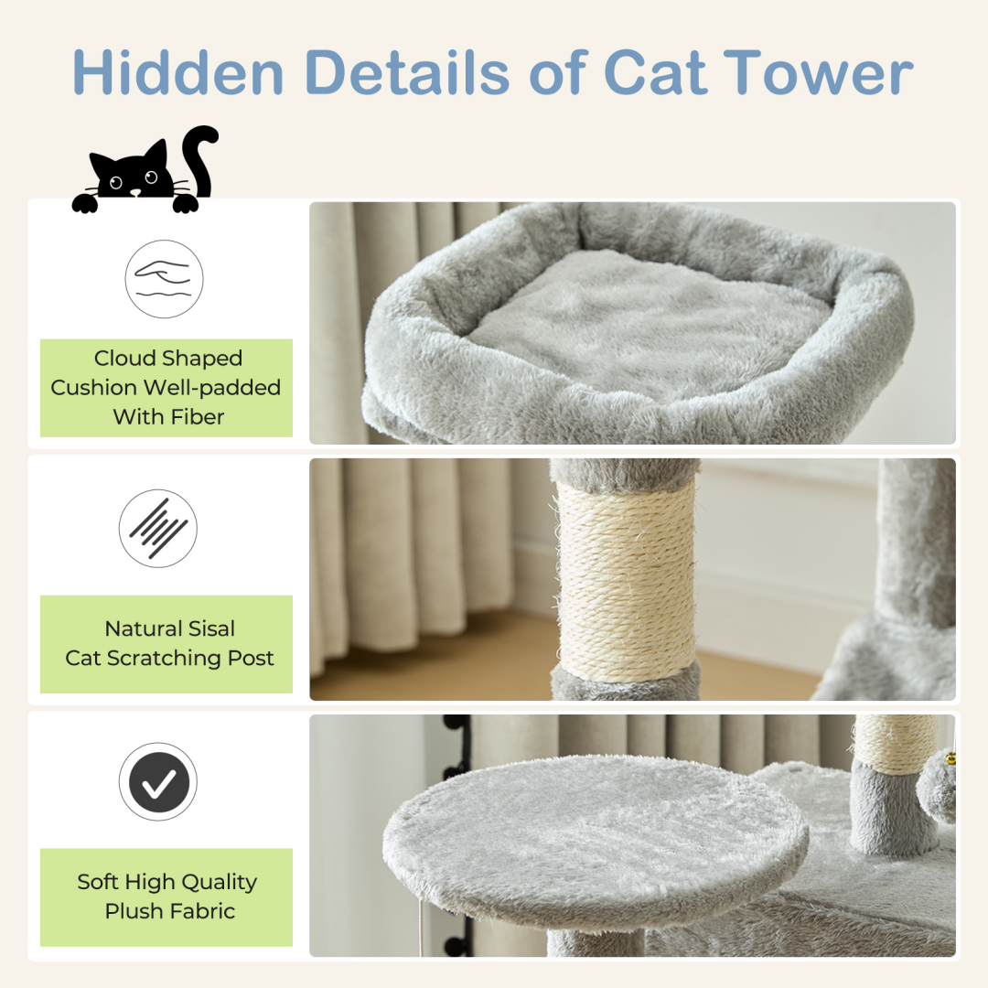 Torre para Gatos de Alto Rendimiento: Arbol Climático con Postes de Escarbar de Sisal Natural — imagen 17