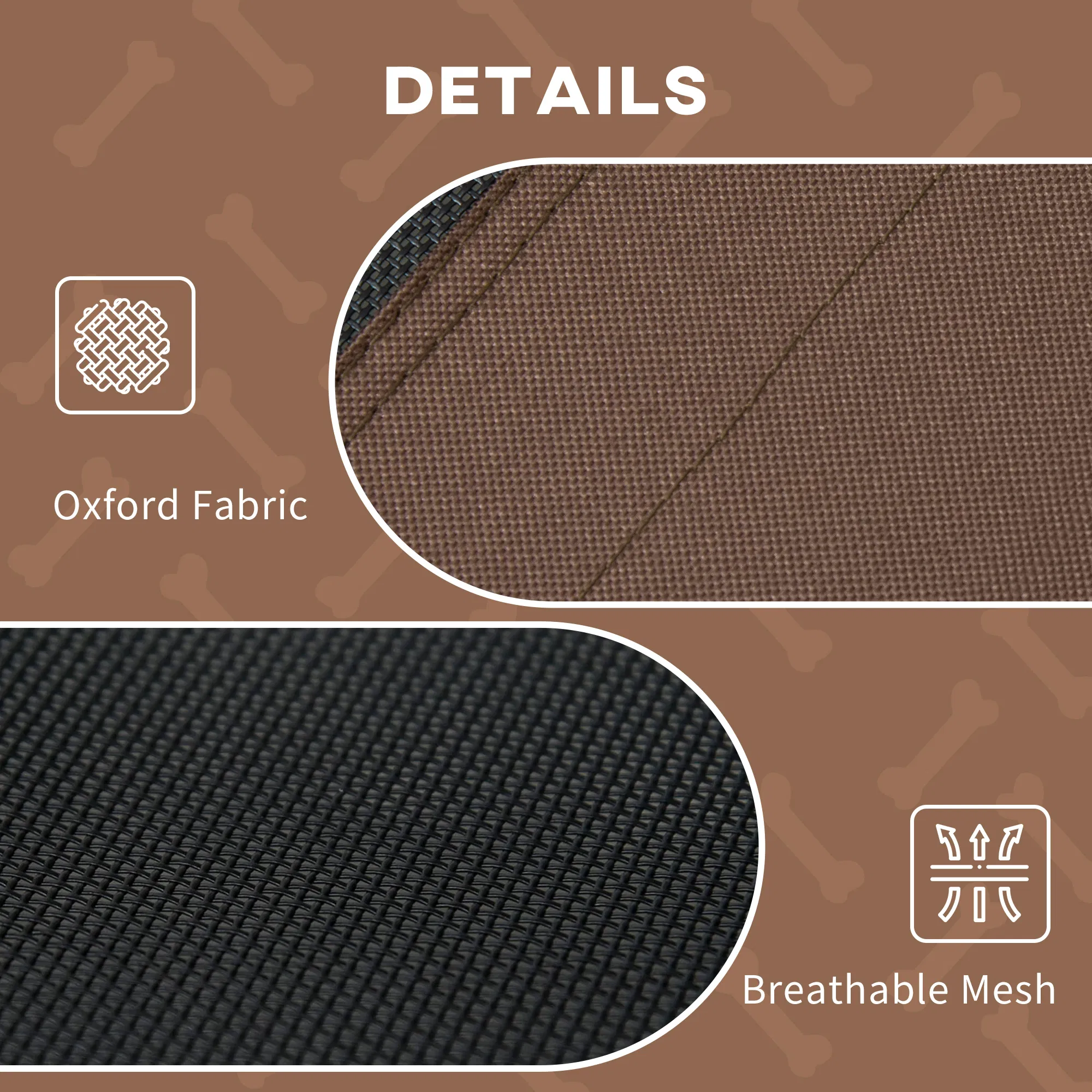 Elevated Dog Bed with Canopy, Portable Raised Dog Cot for XL Sized Dogs, Indoor & Outdoor, 48" x 36" x 43", Coffee — image 3