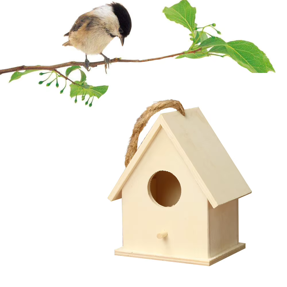 Wooden Mini Bird Cage Outdoor Hanging Birdhouse Box Garden Bird Cages Home Yard Decoration Bird Products Wooden Bird Parrot Nest — image 2