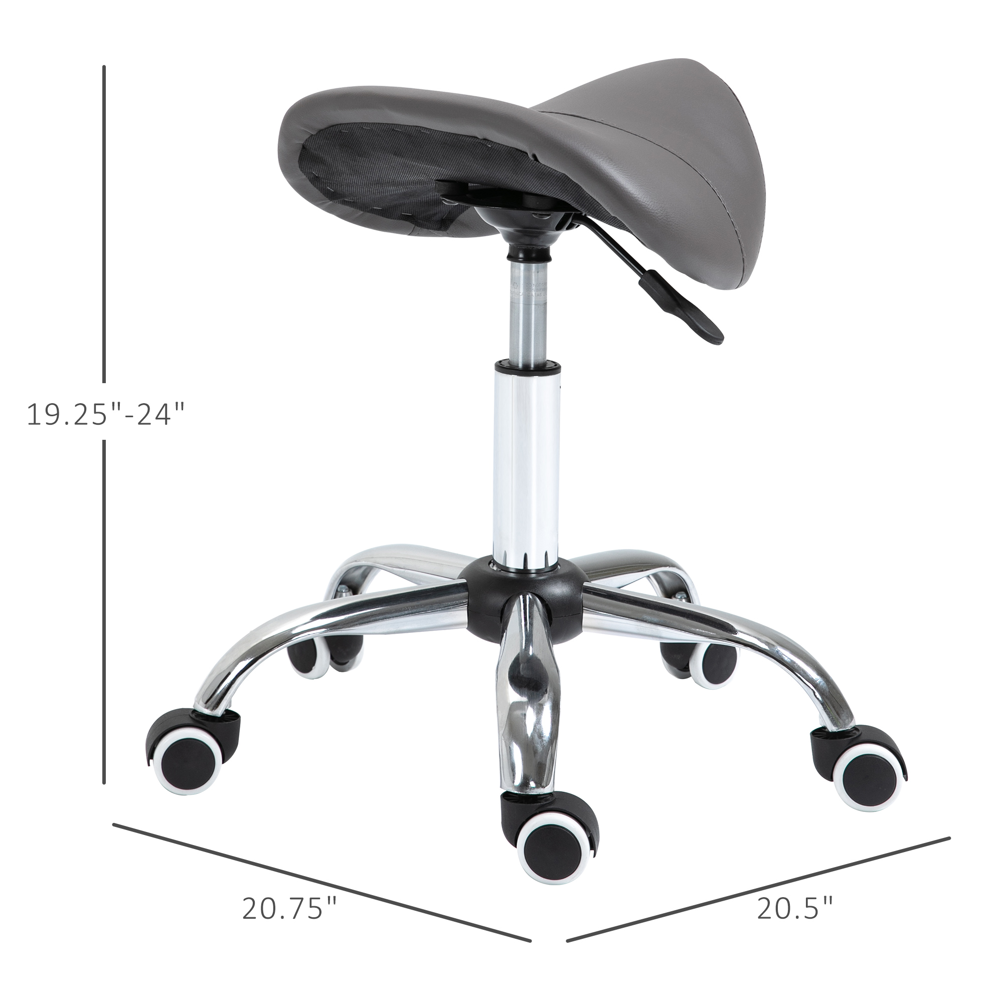 Ergonomic Rolling Saddle Stool PU Leather Hydraulic Spa Stool Height Adjustable Swivel Drafting Medical Salon Chair, Gray — imagen 3