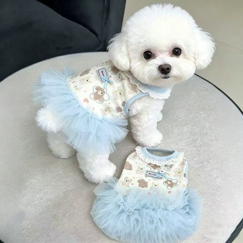 Ropa de Verano para Mascotas - Vestido con Bow Rosa para Gatos y Perros Pequeños con Estampados Animales — imagen 1