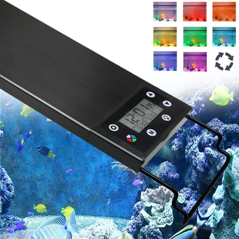 Luz LED de Espectro Completo 24/7 para Acuario de 30-60cm, Lámpara de Crecimiento para Plantas Acuáticas, Decoración de Pecera, IP68 Impermeable, 100V-240V