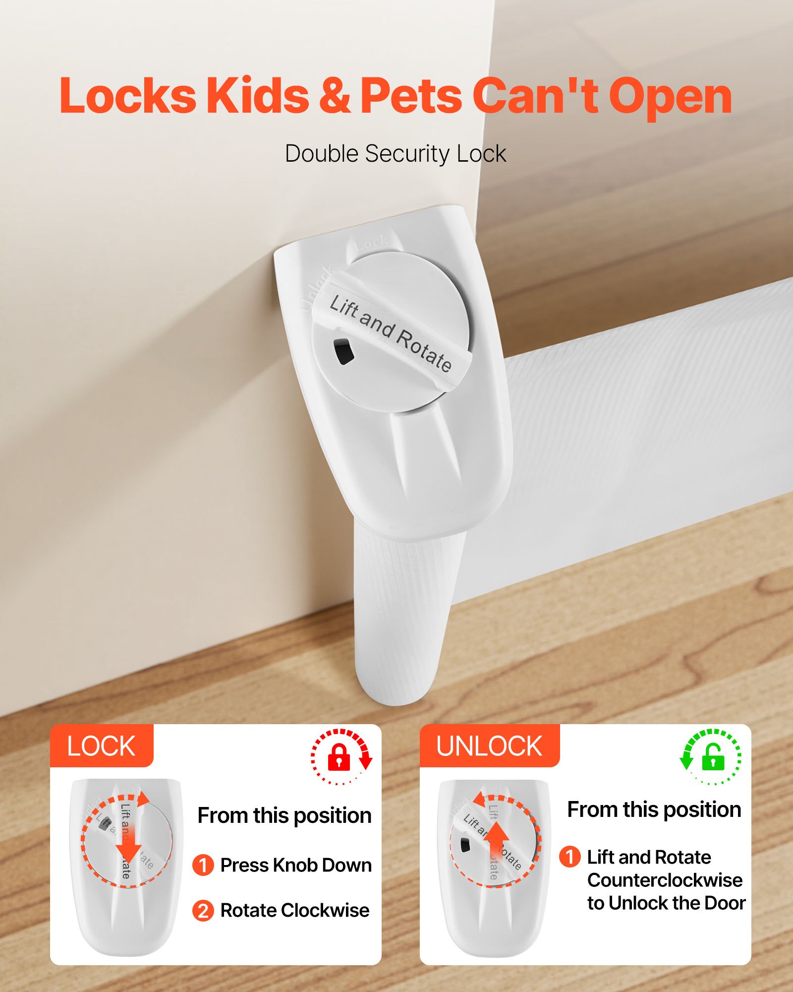 Puerta Retráctil para Niños y Mascotas, Se Extiende Hasta 143 cm de Ancho, 79.5 cm de Alto, Con Cerradura de Seguridad, Fácil de Usar, Pasaje Sin Tropezar, Red de Perro para Escaleras, Corredores, Interior/Exterior, Blanco — imagen 2