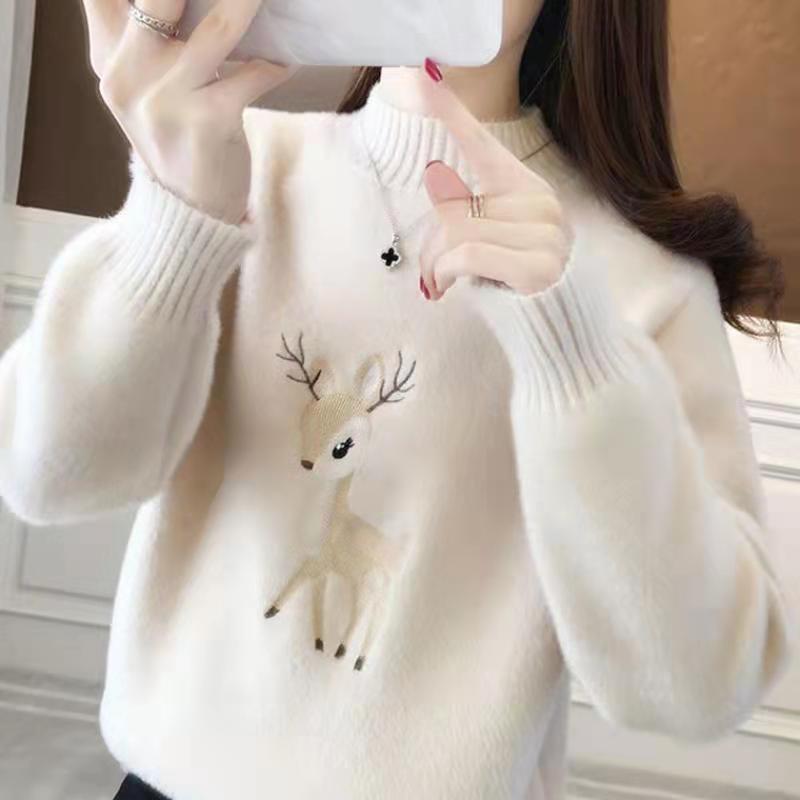 Sudadera de Imitación Visón con Cuello Mock para Mujer, Estilo Casual y Universitario — imagen 2