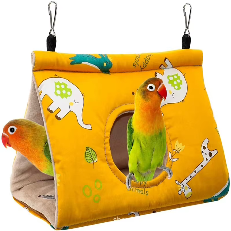 Winter Warm Bird Nest House Parrot Hanging Hammock Velvet Shed Hut Finch Cage Plush Birds Hideaway Pet Sleeping Bed Perch Swing — image 2