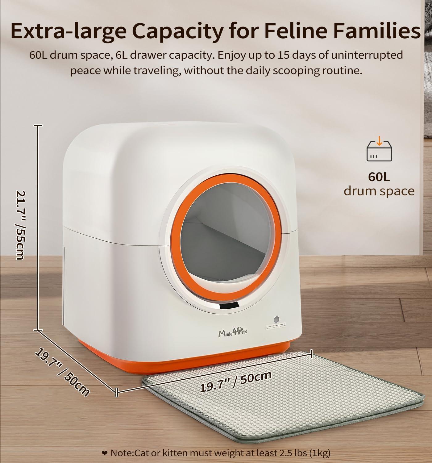 Caja de Arena Automática para Gatos, Control Inteligente por Aplicación, Desodorizante, Sensor Infrarrojo, Adecuada para Múltiples Gatos — imagen 14
