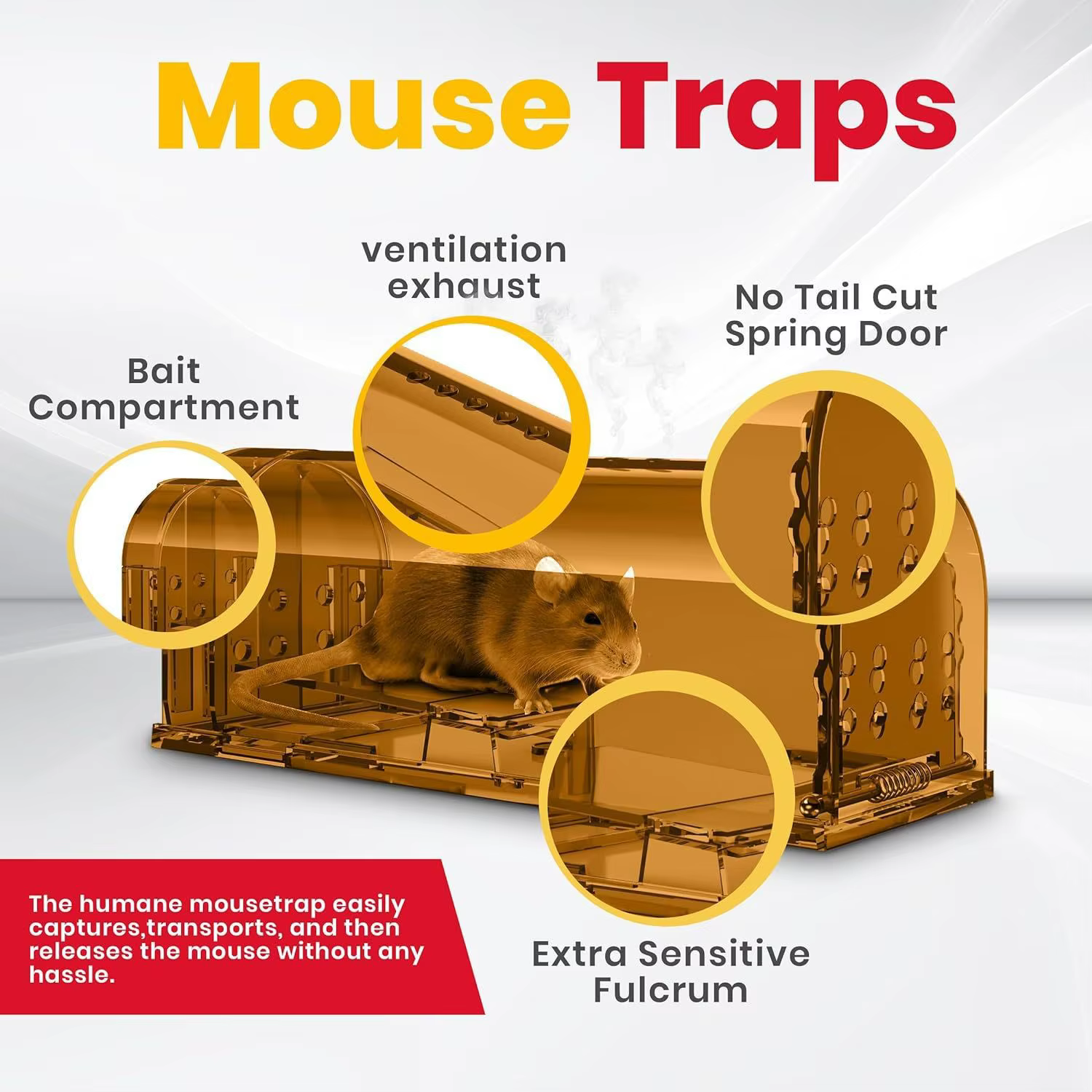 Plastic Humane Mouse Trap Catch and Release Mouse Traps That Work Indoor/Outdoor Mousetrap Catcher Non Killer Small Capture Cage — image 3