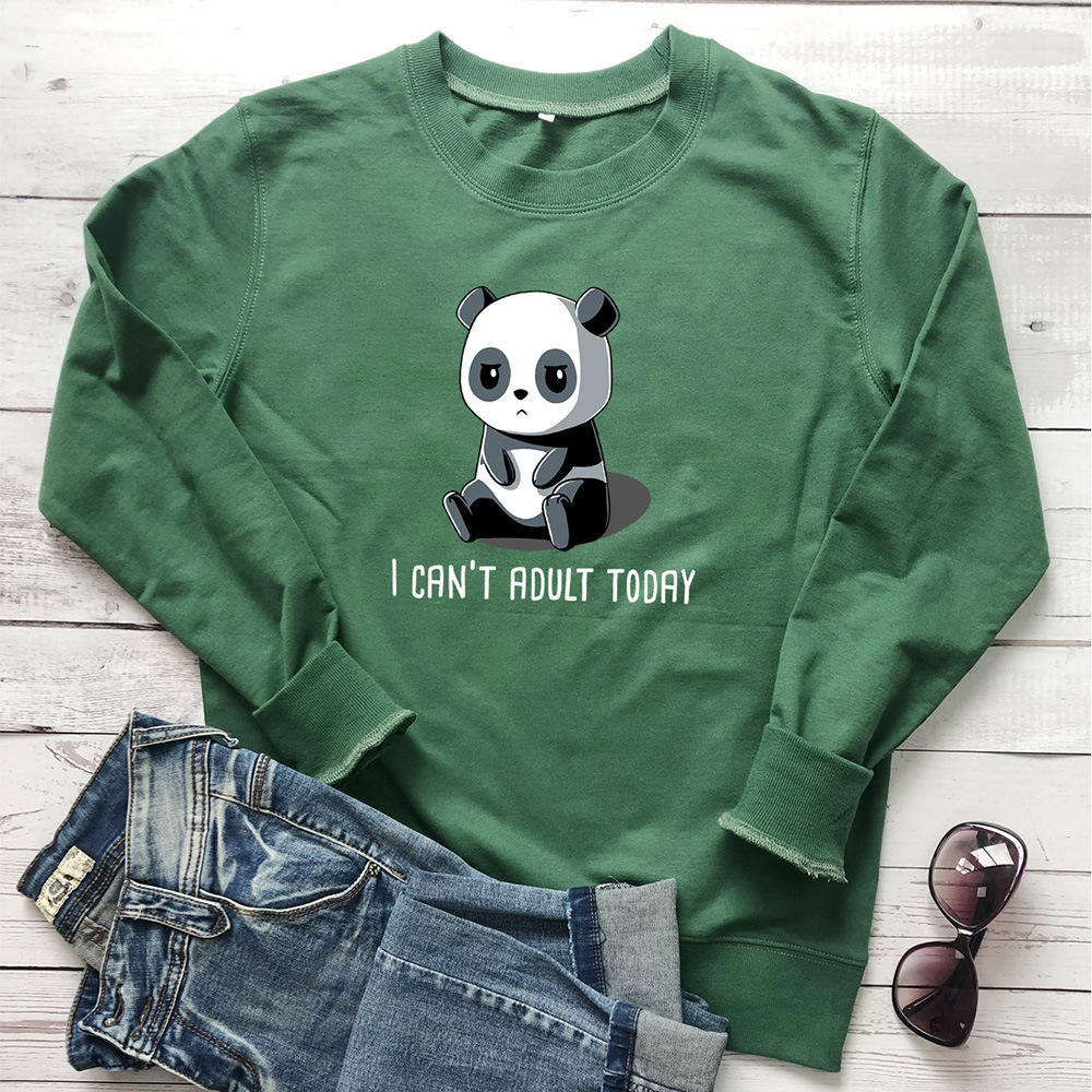 I CAN'T ADULT TODAY letter panda printed hoodie — image 1