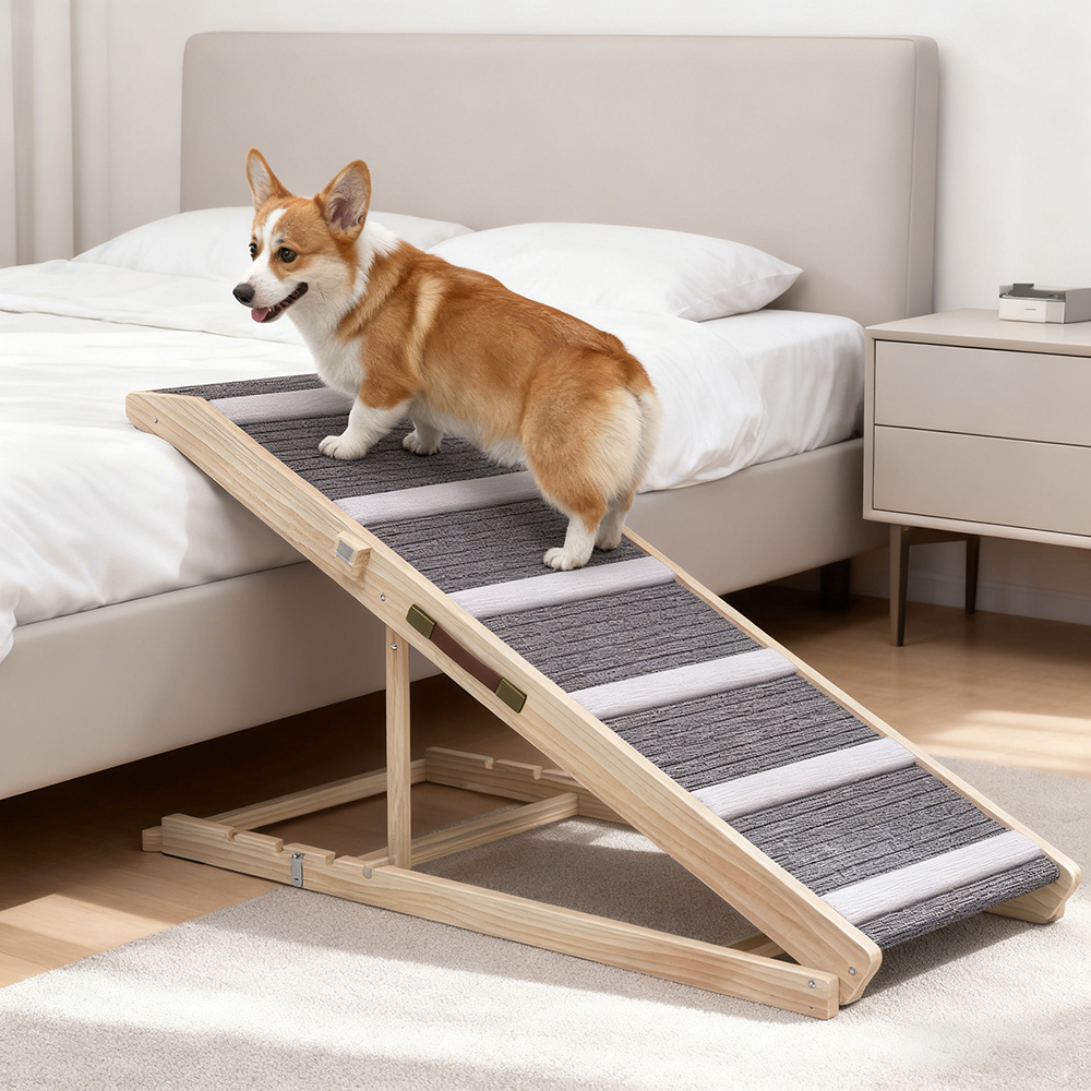 Dog Ramp For Couch, 4 Adjustable High-traction Carpet And Crossbars Foldable Pet Ramp For Small To Large Dog — image 1