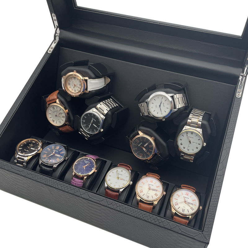 Snake skin pattern PU leather 6 rocking watch storage position mechanical watch automatic rocking watch winding device — image 4