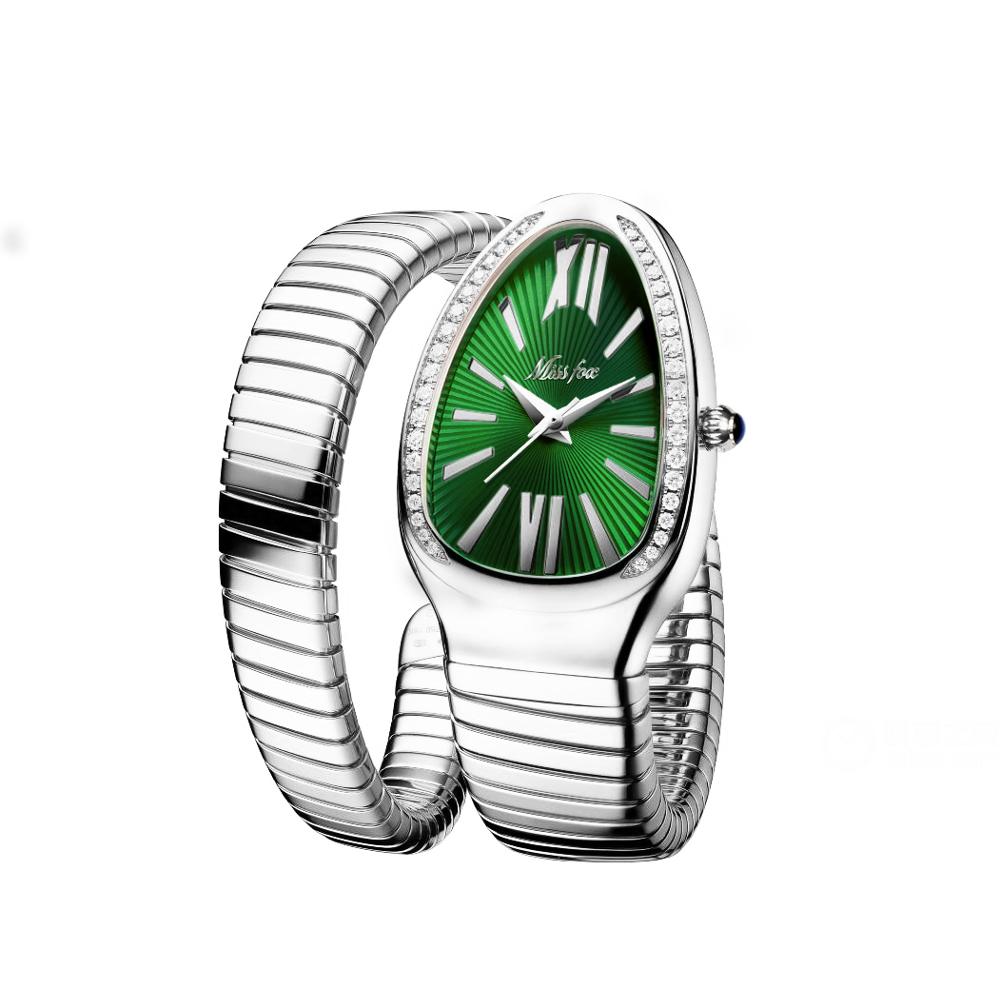 MISSFOX 1221 Women's Watches Snake Shape Luxury Wrist Watch For Women Steel Unique Gold Quartz Ladies Watch Clock Relogio Feminino — image 12