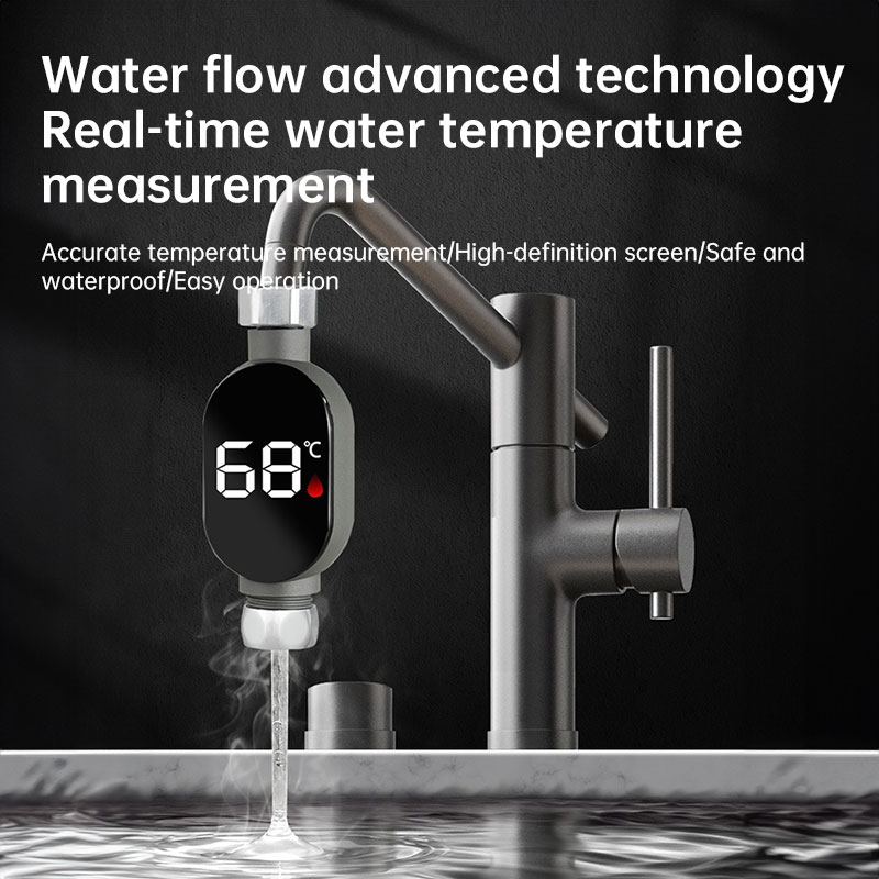 Black LED bathroom shower thermometer (0℃~99℃): accurate temp measurement, smart counter — image 6
