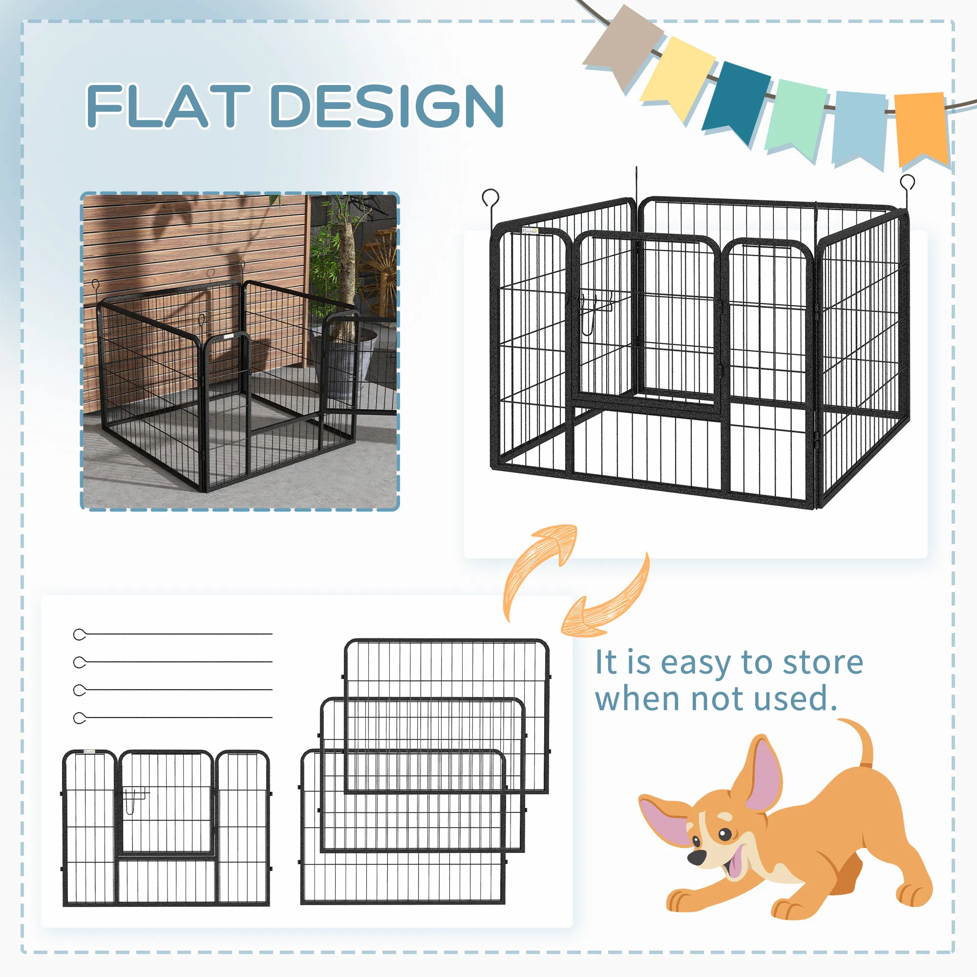 Metal Pet Playpen with Gate Indoor Outdoor for Small Animal — image 4