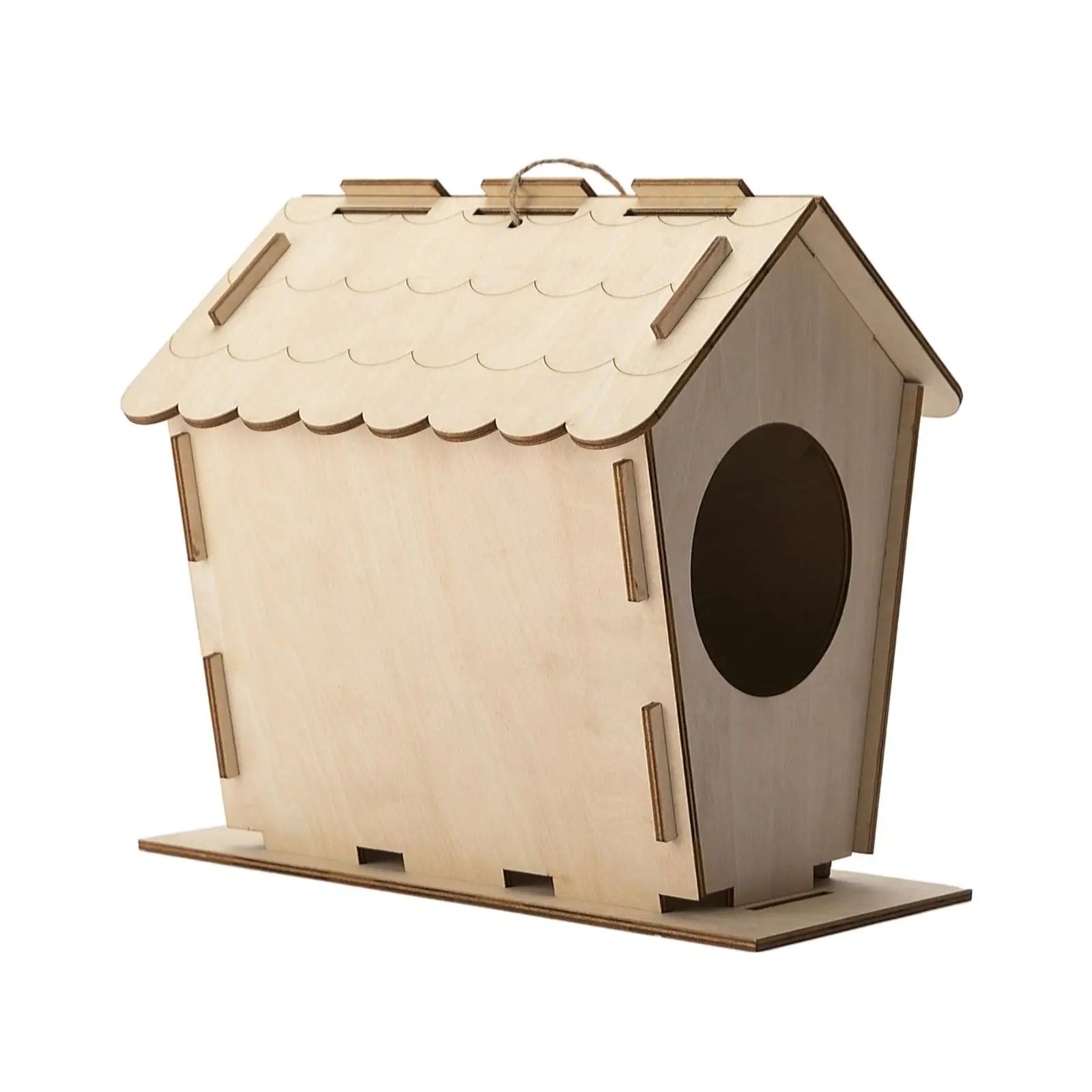 Casa de pájaro para hacer en casa Regalo para jardín Refugio al aire libre Sin terminar Casa de anidación de madera — imagen 5