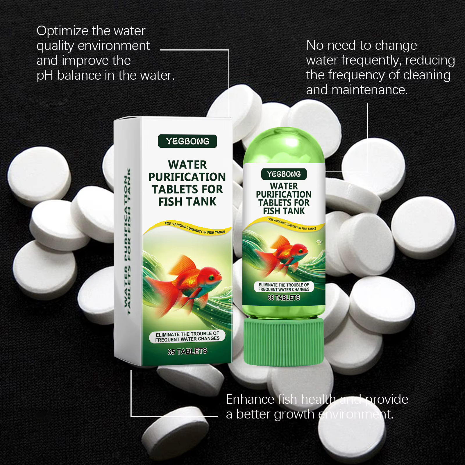 35PCS Fish Tank Water Cleaner Tablets Effective Water Purification Algae Removal Eliminate Bad Odors Remove Impurieities Enhance Clarity Fish Tank Cleaner — image 4