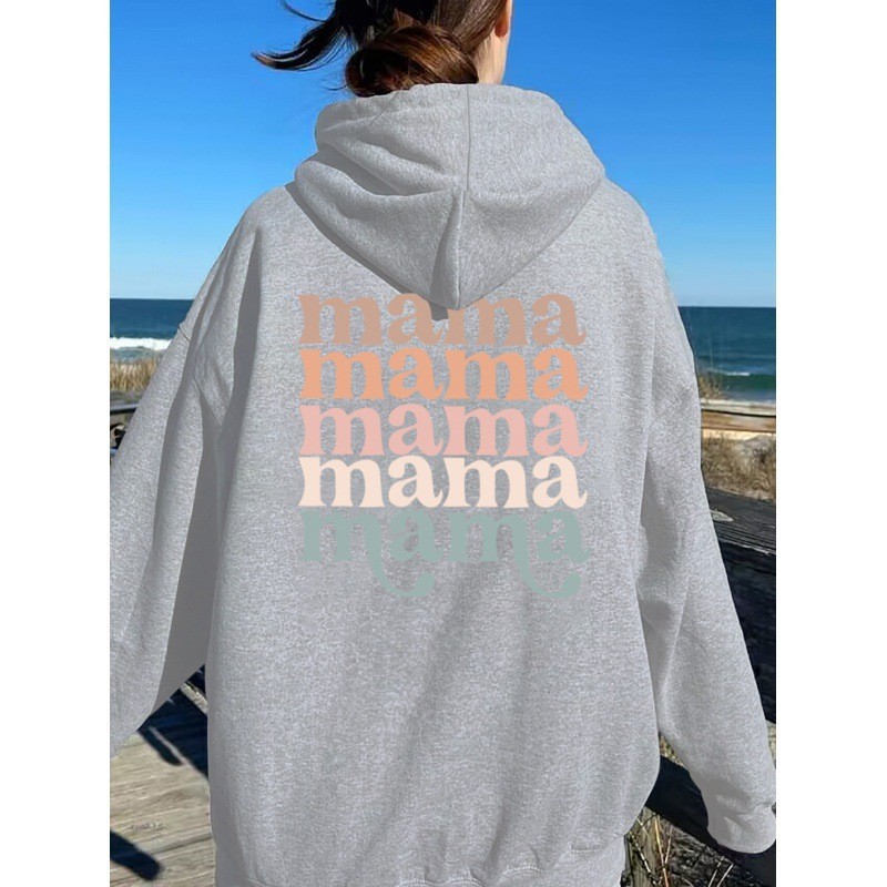 Casual Printed Long Sleeve Kangaroo Pocket Hooded Sweatshirt for Women — image 5