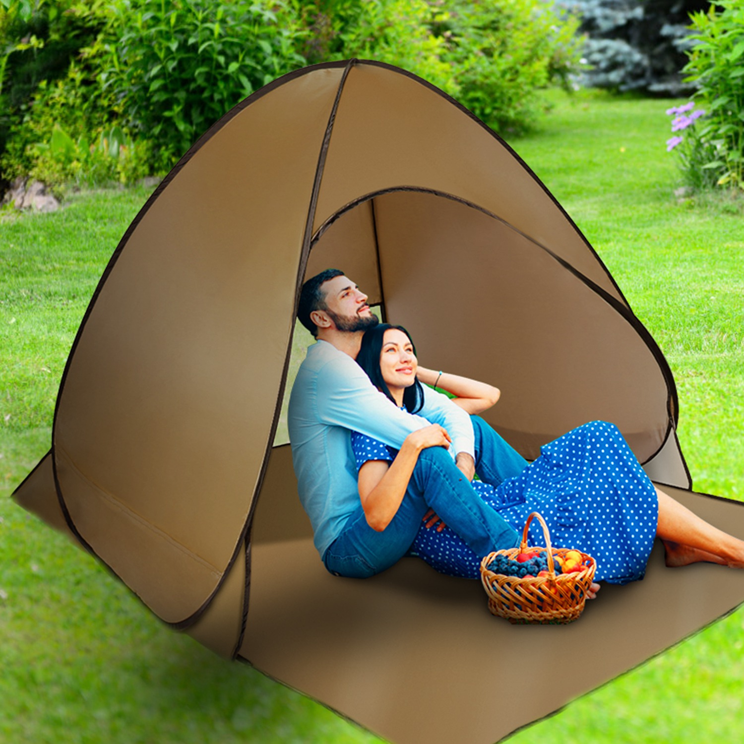 Carpa de Playa para 2-3 Personas con Ventana de Malla y Bolsa de Almacenamiento, 64.96 x 59.06 x 43.31 pulg, Anti-UV, Automática e Impermeable, para Playa, Camping, Pesca, Parque y Lago al Aire Libre — imagen 35