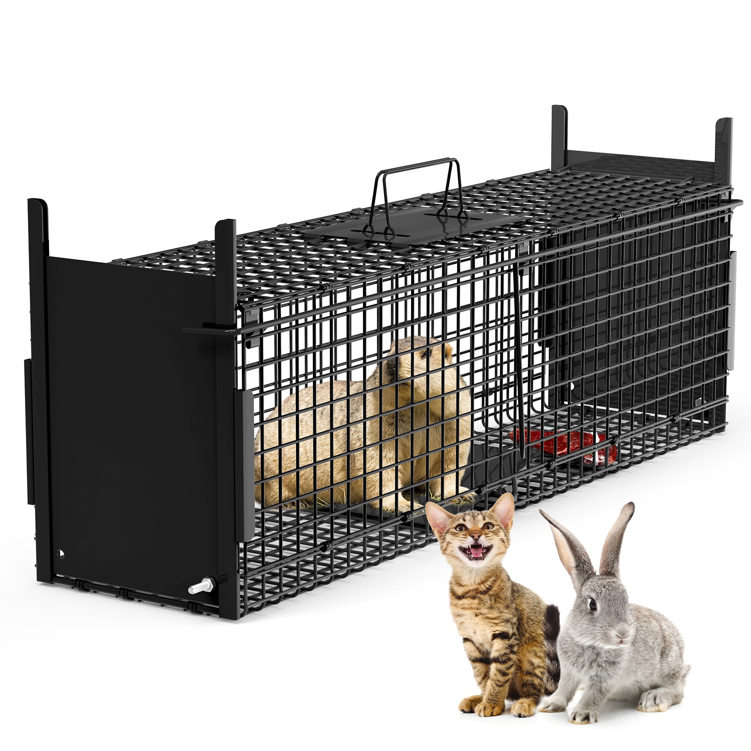 Live Animal Cage Trap For Animals Humane Galvanized Iron Trap Cage For Raccoons Armadillos Foxes Opossums Muskrats Beavers 26in 32in 40in Size Options — image 12