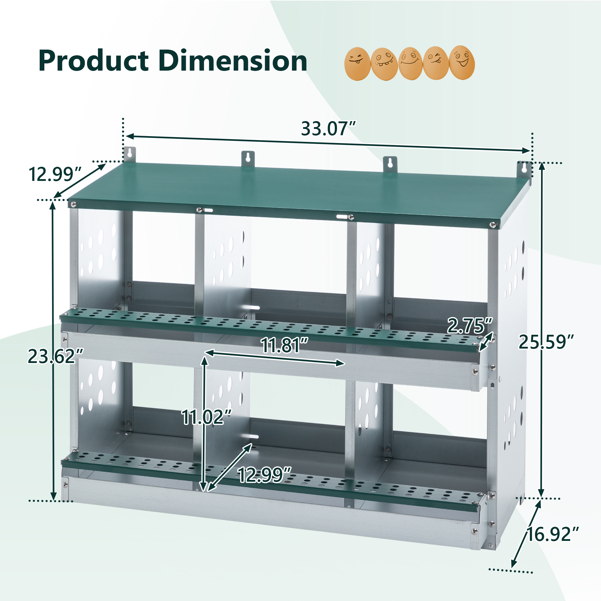 Caja de Puesta para Pollos con 6 Compartimentos Verde - Llegada Automática y Fácil Limpieza — imagen 7