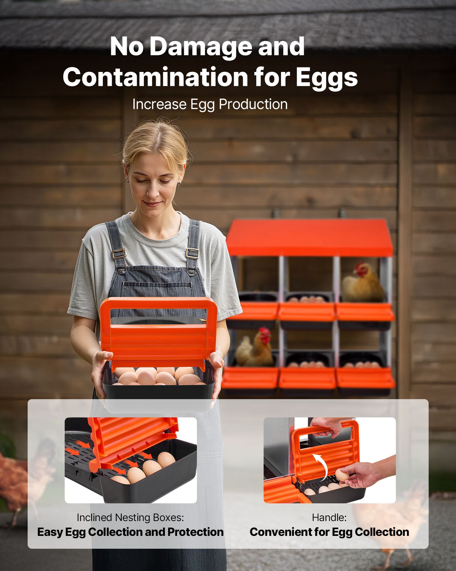 Nidales para Gallinas de 2 Niveles, 6 Compartimentos, Cajas Metálicas de Puesta con Tapas Protectoras de Recolección, Nidal con Sistema de Salida de Huevos, Fácil de Armar, Ideal para Gallinas, Patos y Otras Aves de Corral — imagen 2
