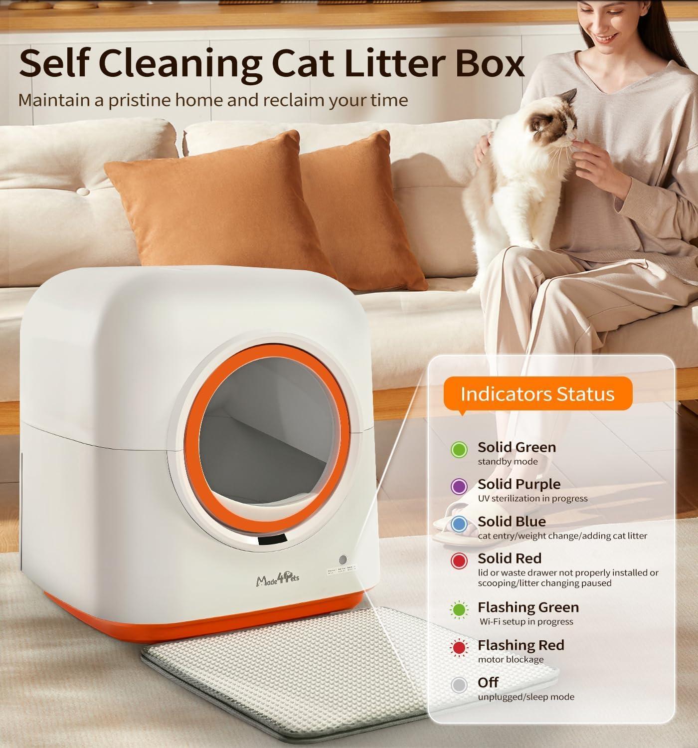 Caja de Arena Automática para Gatos, Control Inteligente por Aplicación, Desodorizante, Sensor Infrarrojo, Adecuada para Múltiples Gatos — imagen 11