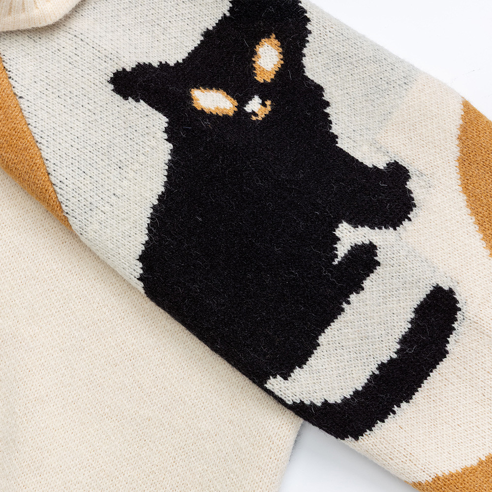 Cartoon cat contrasting collar sweater — image 5