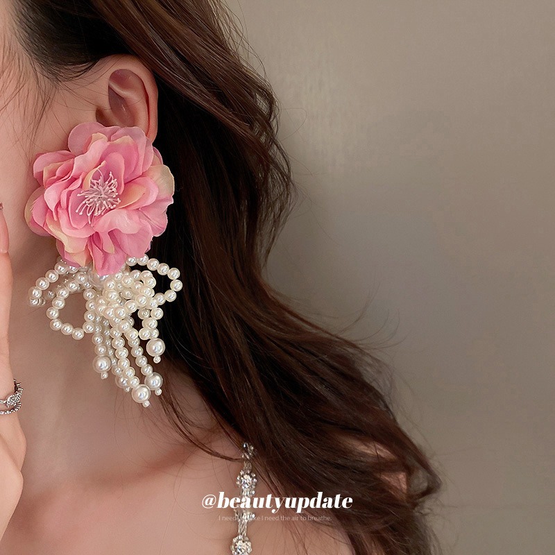 Silver Needle Flower Phalaenopsis Pearl Butterfly Knot Tassel Earrings Long Bohemian Earrings — image 6