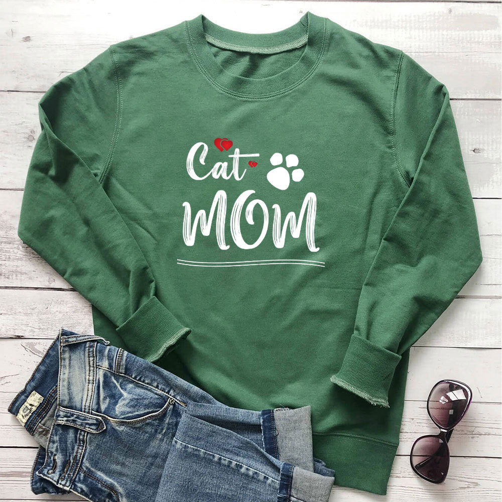 Cat Mom letter cat paw print hoodie — image 6