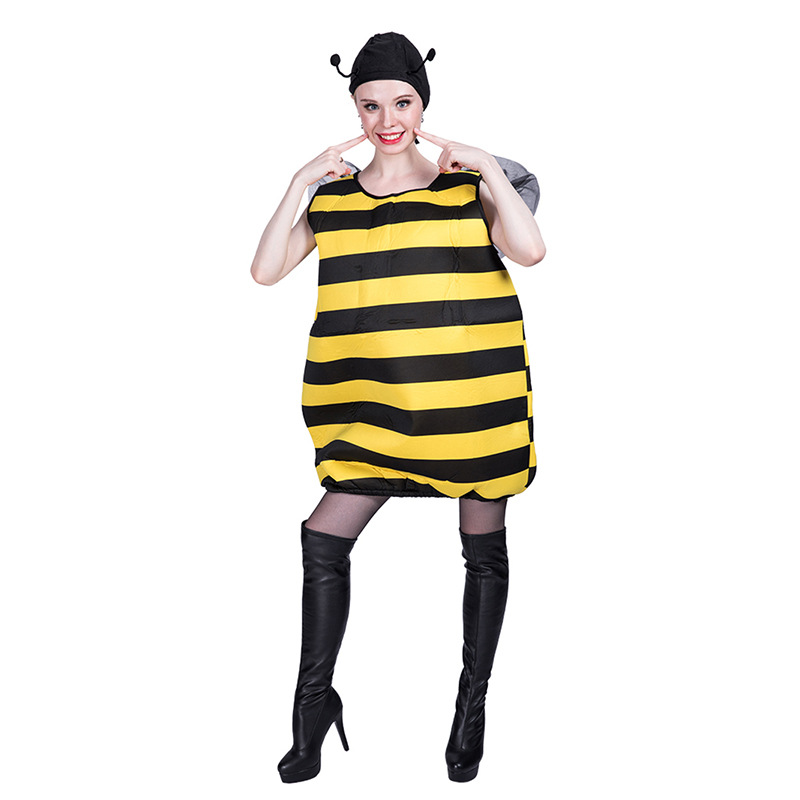 Halloween yellow and black stripes sleeveless insect cute bee COS costume — image 1