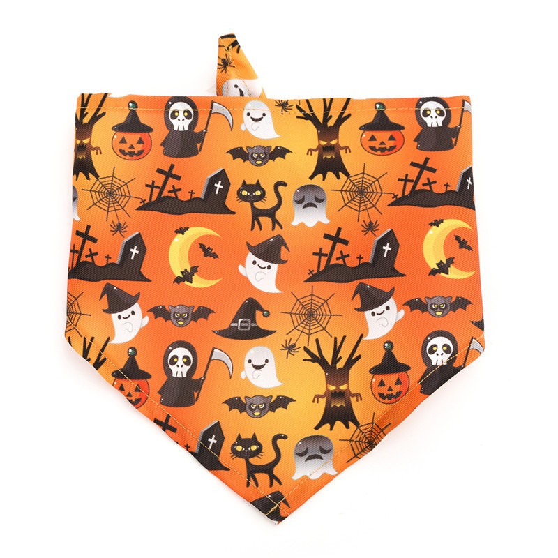 Dog saliva towel Halloween funny pumpkin head large dog neck pet saliva towel — image 4