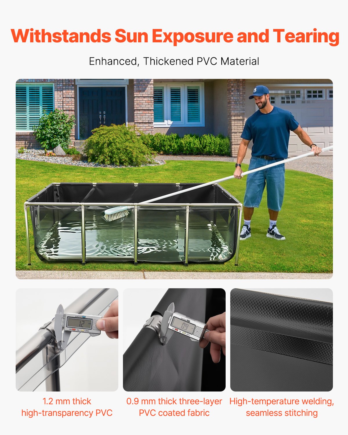 Canvas Fish Pond Above Ground Koi Tank 470 Gal With Clear Viewing Panel — imagen 4