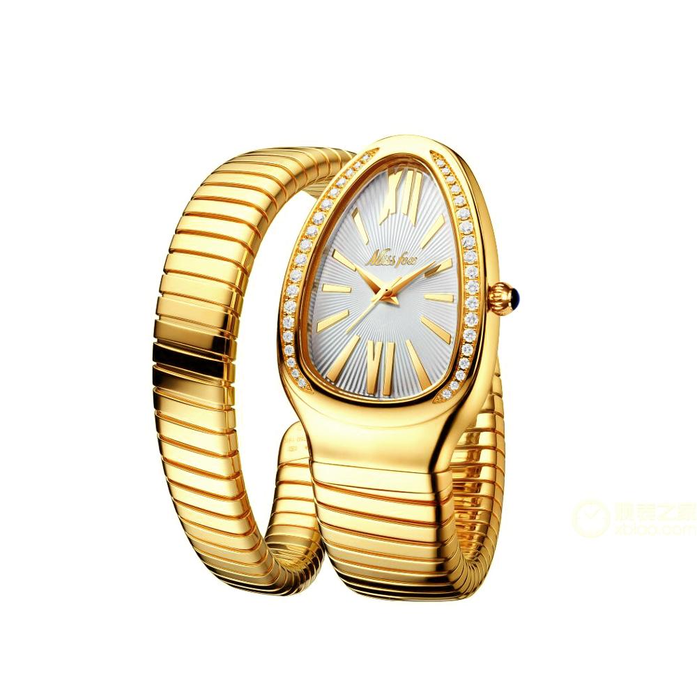 MISSFOX 1221 Women's Watches Snake Shape Luxury Wrist Watch For Women Steel Unique Gold Quartz Ladies Watch Clock Relogio Feminino — image 15