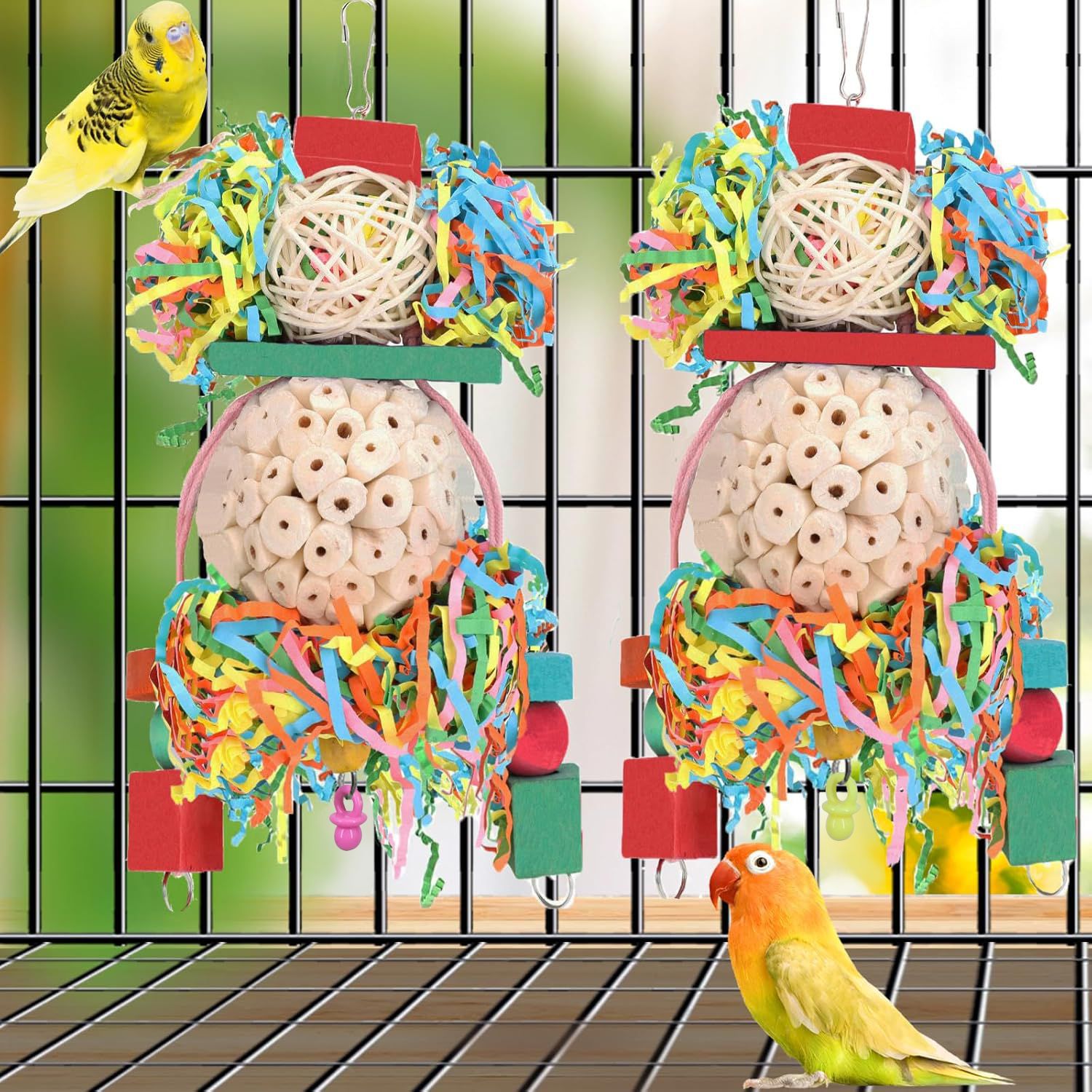 Juguetes para Loros Pelota de Caña Accesorios para Jaulas de Aves — imagen 2