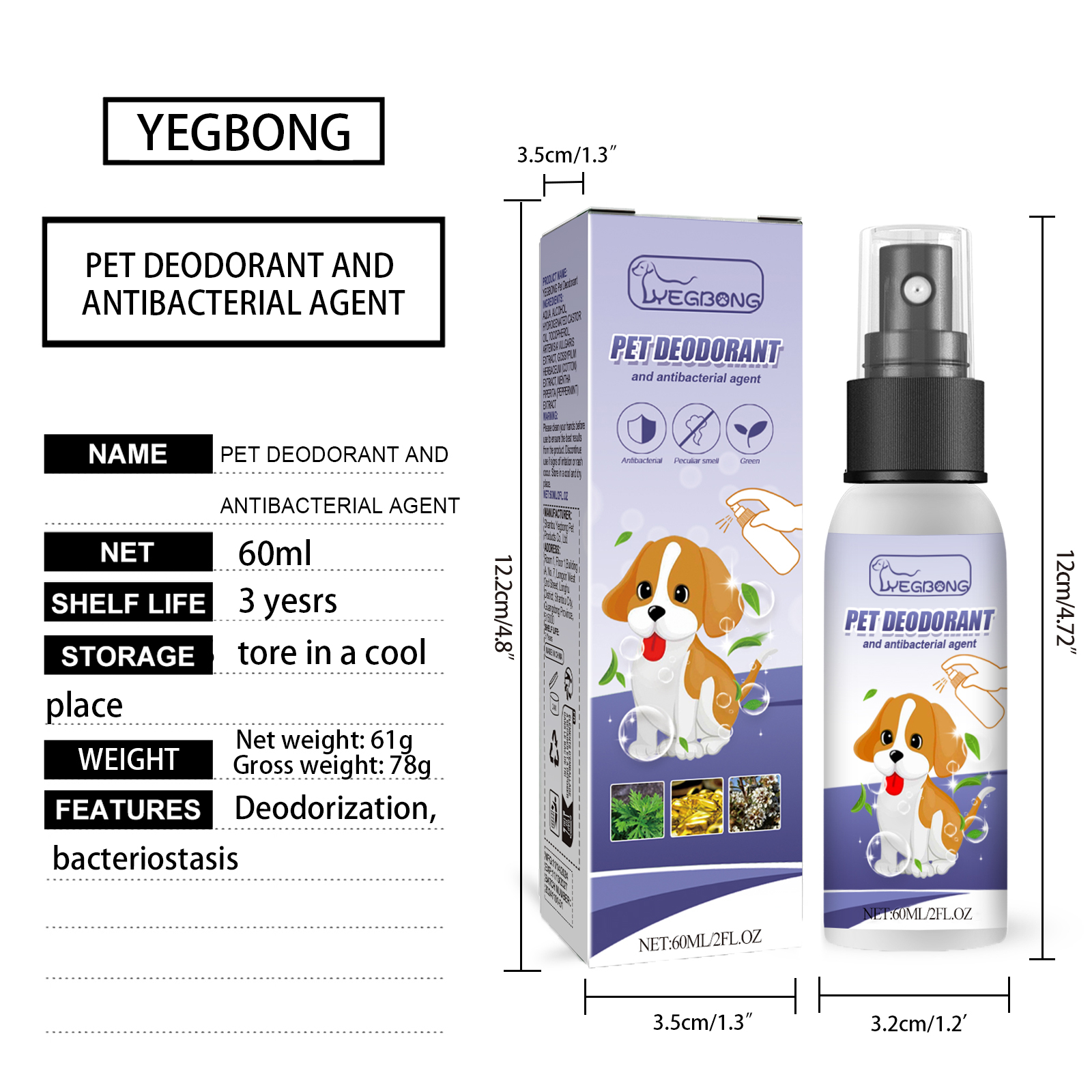 Spray de Odor Natural para Mascotas 60 ml con Extractos de Portulaca y Aloe, Eliminador de Olor Animal Sin Tóxicos, Fórmula Suave para Perros — imagen 2