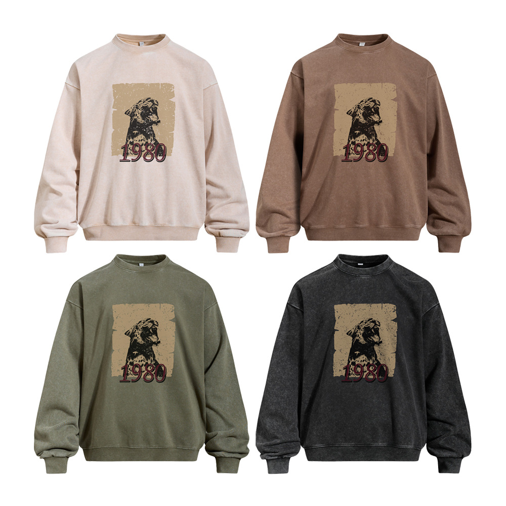 Cheetah printed fried flower used round neck hoodie — image 5