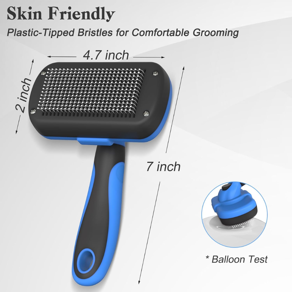 Pelo Suave Self Cleaning Cepillo de Pelo para Perros y Gatos Amigable con la Piel Despejador de Pelos Herramienta de Aseo para Mascotas Azul — imagen 2